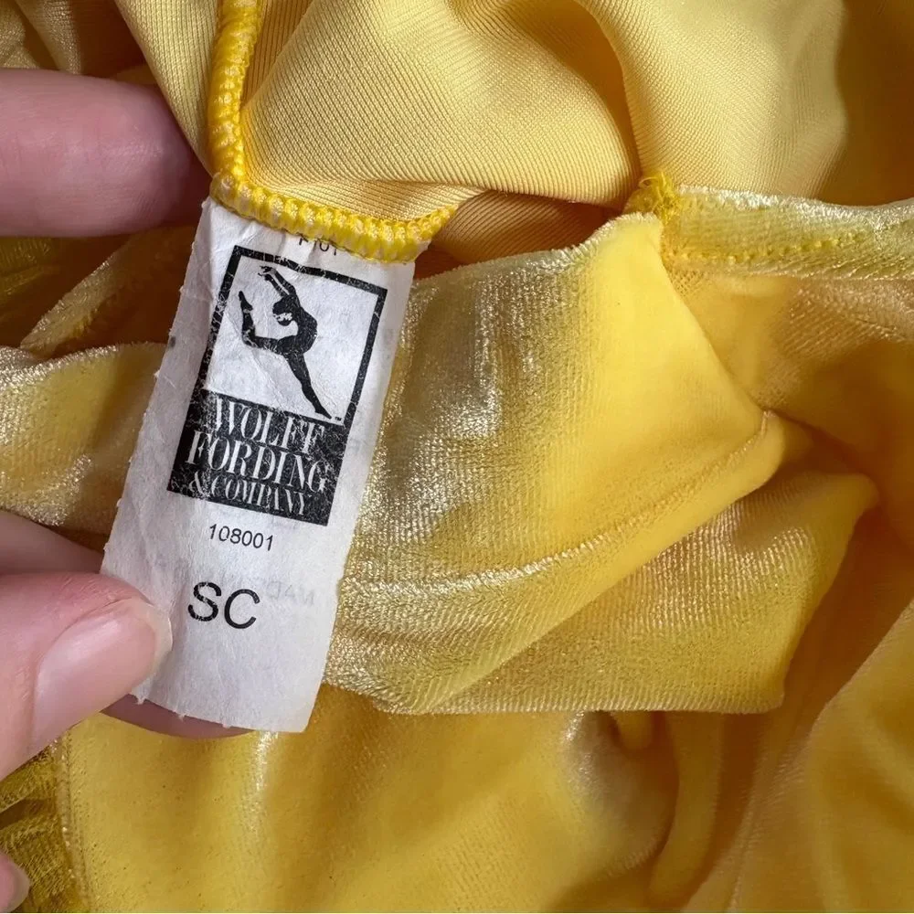 WOLFF Fording Dancewear Yellow Velvet Halter Tap Ballet Tutu Dance Costume SC